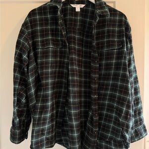 Old Navy Green and Black Plaid Shirt